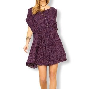 Free People One Fine Day Blue Floral Mini Dress